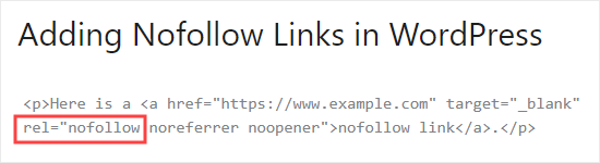将 nofollow 属性添加到 HTML 代码中的链接