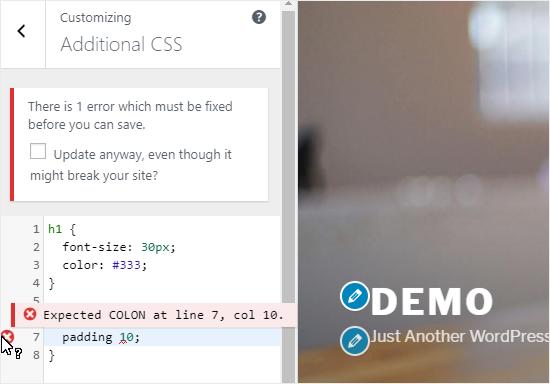 将自定义 CSS 代码添加到其他 CSS 面板