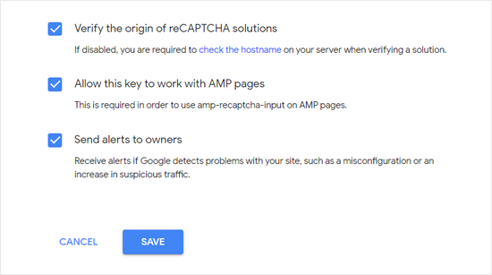 允许 reCAPTCHA 在 AMP 页面上工作