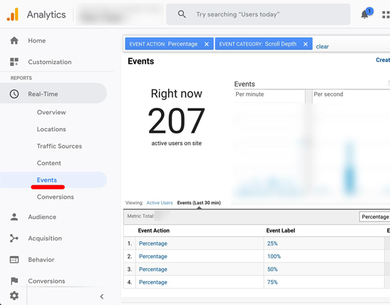 Google Analytics 实时滚动跟踪