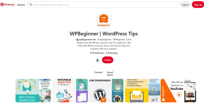 Pinterest 个人资料页面 Pinterest 预览