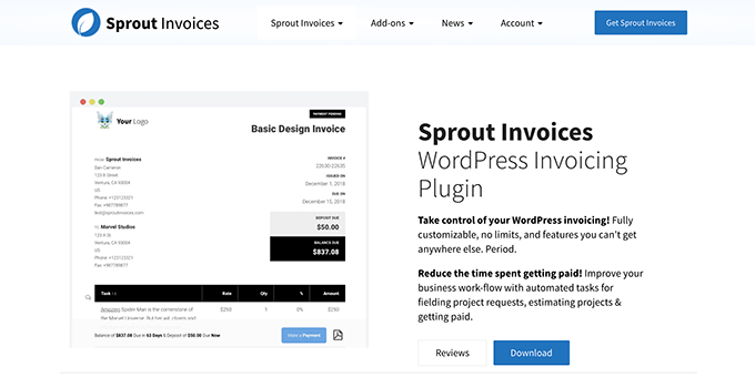 发芽发票 Sprout Invoices - WordPress 发票插件