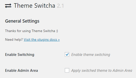 Theme Switcha 插件设置页面