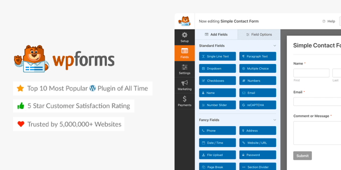WPForms - 最好的 WordPress 表单生成器