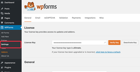 WPForms 许可证密钥