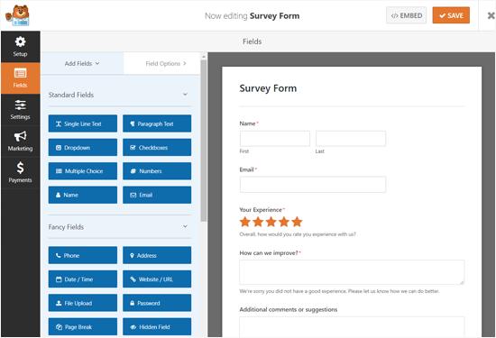 Editing Survey Form with WPForms