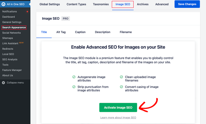 开启AIOSEO中的Image SEO模块 开启AIOSEO中的Image SEO模块