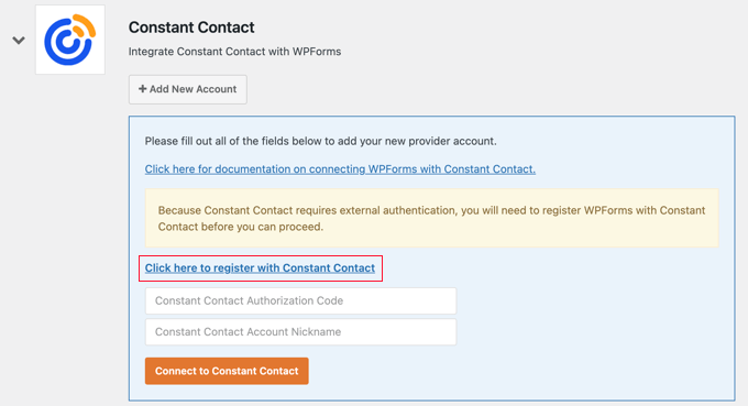 将 Constant Contact 连接到 WPForms