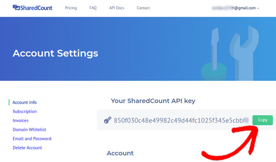 SharedCounts.com API 密钥