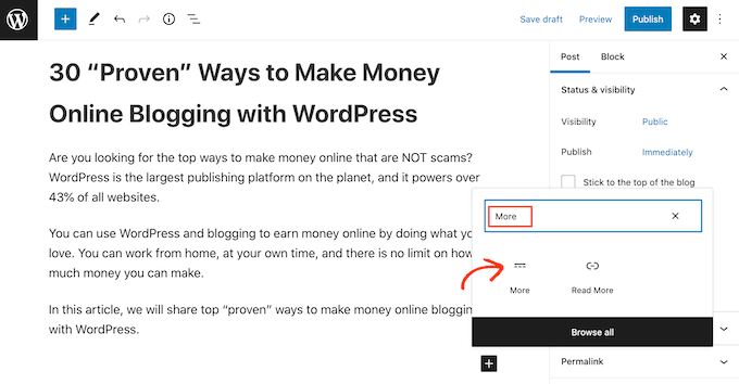 WordPress More 块，以前是 More 标签