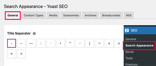 Yoast SEO 中的搜索外观设置