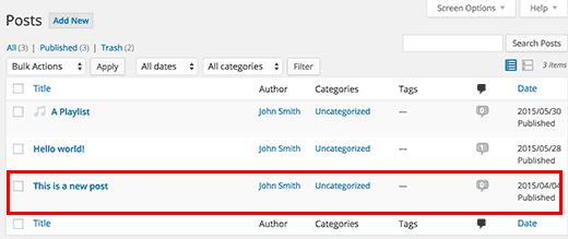 A newly added back dated post appearing at the bottom A newly added back dated post appearing at the bottom