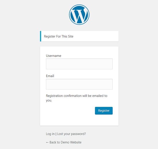 默认WordPress用户注册页面