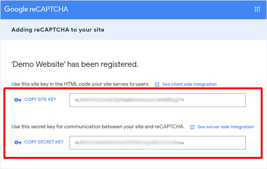 谷歌reCAPTCHA API密钥