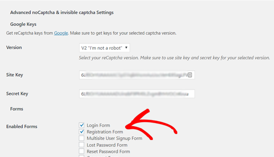 为默认WordPress登录和注册表单启用reCAPTCHA