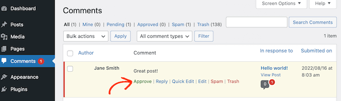 在 WordPress 中当用户的评论被批准时如何通知用户