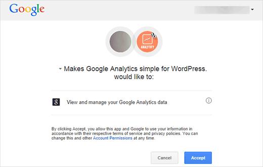 Giving Analytify permission to access your Google Analytics data Giving Analytify permission to access your Google Analytics data