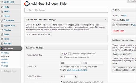 Adding a new WordPress slider with Soliloquy