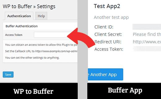 Connecting WP to Buffer to your Buffer App by pasting the access token