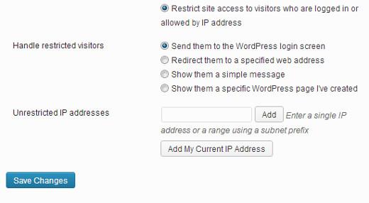 如何通过IP或登录用户限制WordPress站点访问