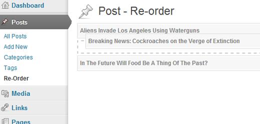 Re-order WordPress Posts