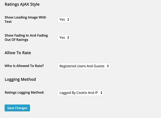 Ratings Ajax Style and logging method Ratings Ajax Style and logging method