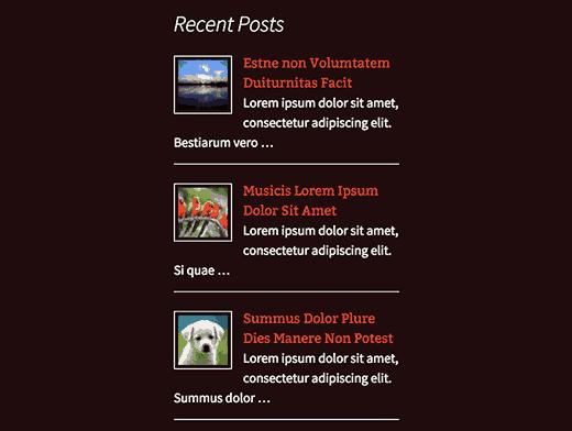 Recent posts with thumbnail and excerpt in sidebar widget