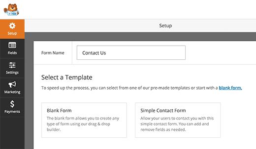 Setting up new contact form Setting up new contact form