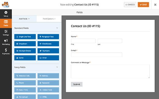 Editing contact form fields Editing contact form fields
