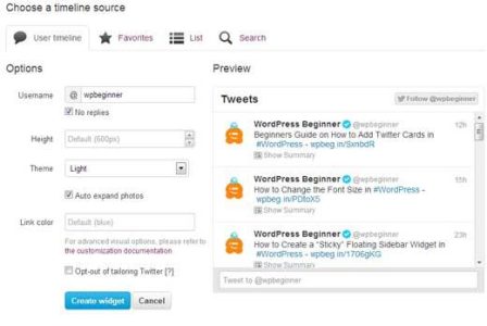 如何使用Twitter小部件在WordPress中显示最近的推文