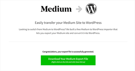 下载WordPress兼容的媒体导出文件