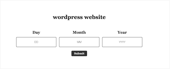WordPress中年龄验证页面的示例 WordPress中年龄验证页面的示例