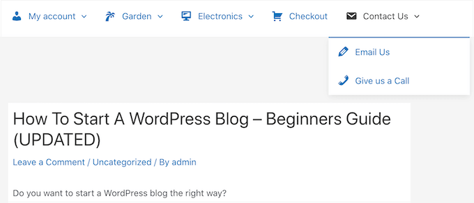 WordPress导航菜单中的图像图标示例 WordPress导航菜单中的图像图标示例