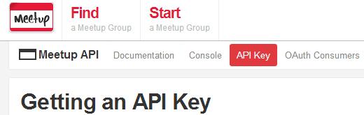 Obtaining Meetup.com API Key