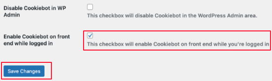 登录时启用Cookiebot