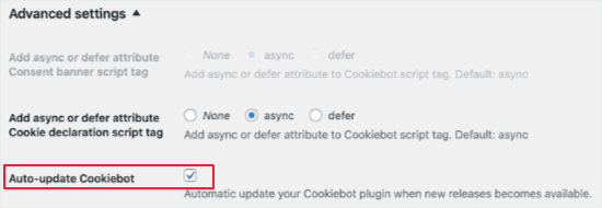 自动更新Cookiebot