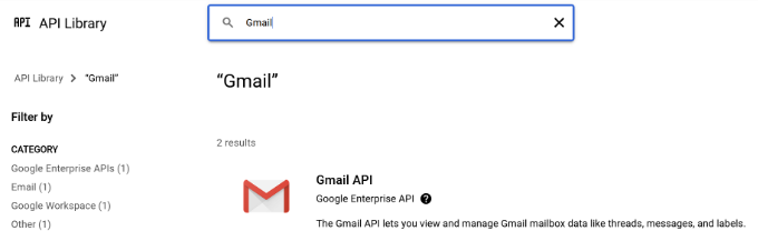 选择Gmail API