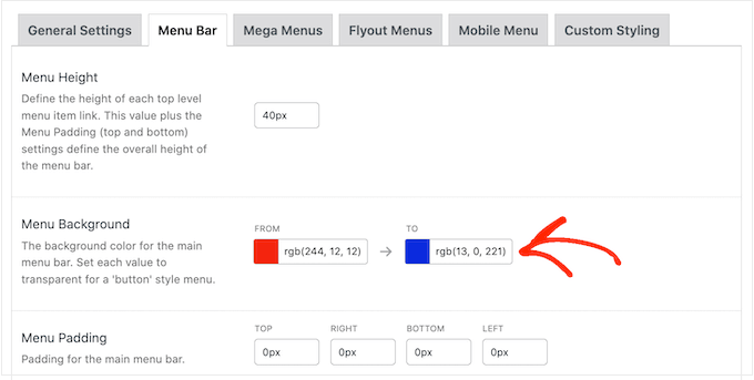 向WordPress megamenu添加自定义颜色