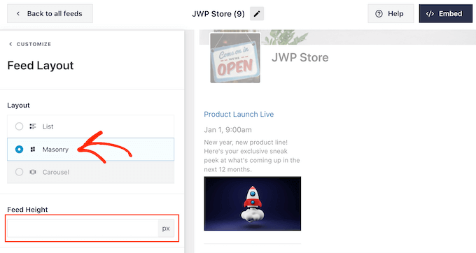 更改嵌入式Facebook事件日历的布局