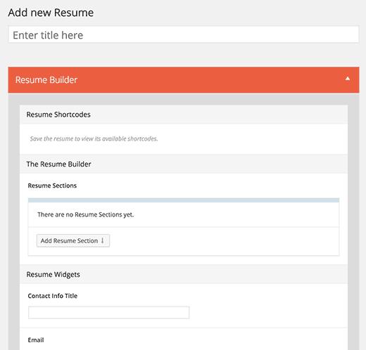 Adding a new resume in WordPress Adding a new resume in WordPress