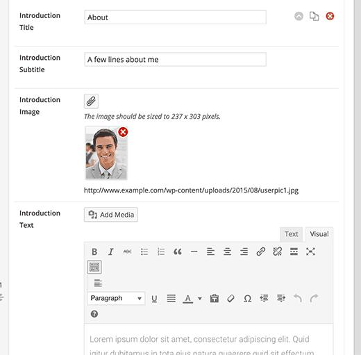 Filling intro section and adding photo Filling intro section and adding photo
