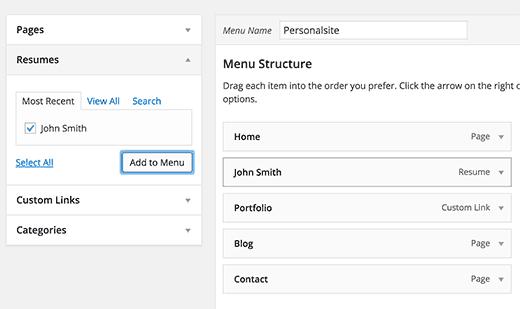 Adding resume link to navigation menu Adding resume link to navigation menu