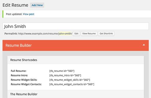 Add resume to any page using shortcodes Add resume to any page using shortcodes