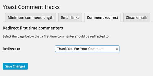 Redirect first time commenter