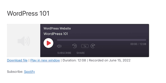 适用于WordPress的非常简单的播客音频播放器