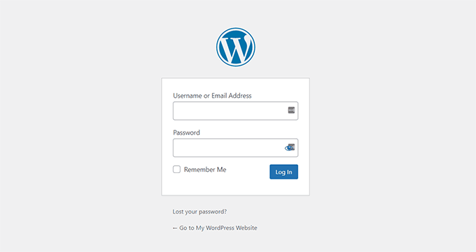 标准WordPress登录屏幕示例 标准WordPress登录屏幕示例