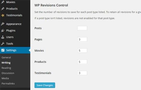 如何控制WordPress中的帖子类型的修订