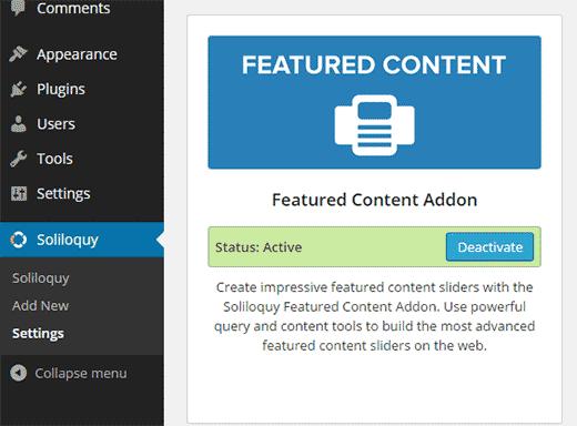 Installing and activating featured content addon