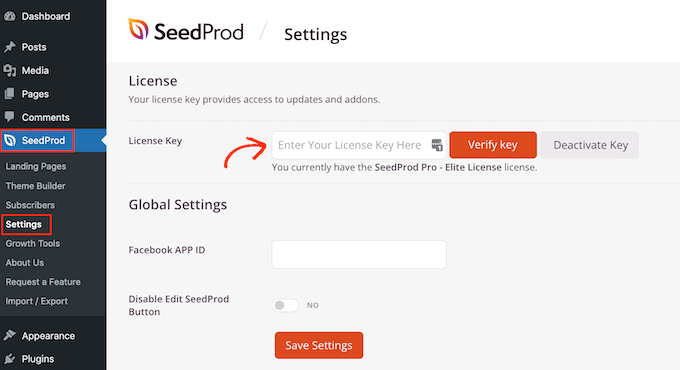 验证您的SeedProd许可证