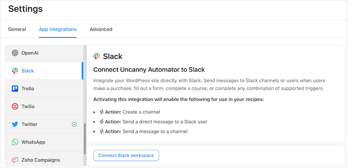 将Uncanny Automator连接到Slack
